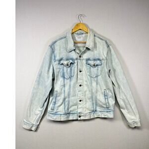 Old Navy Denim Trucker Jacket Mens XL Light Wash Acid Faded Cotton Blend